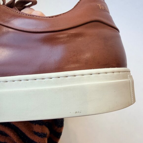 To Boot New York Pescara Burnished Tan Calf Leather Sneakers Men’s Size 12 - Picture 9 of 11